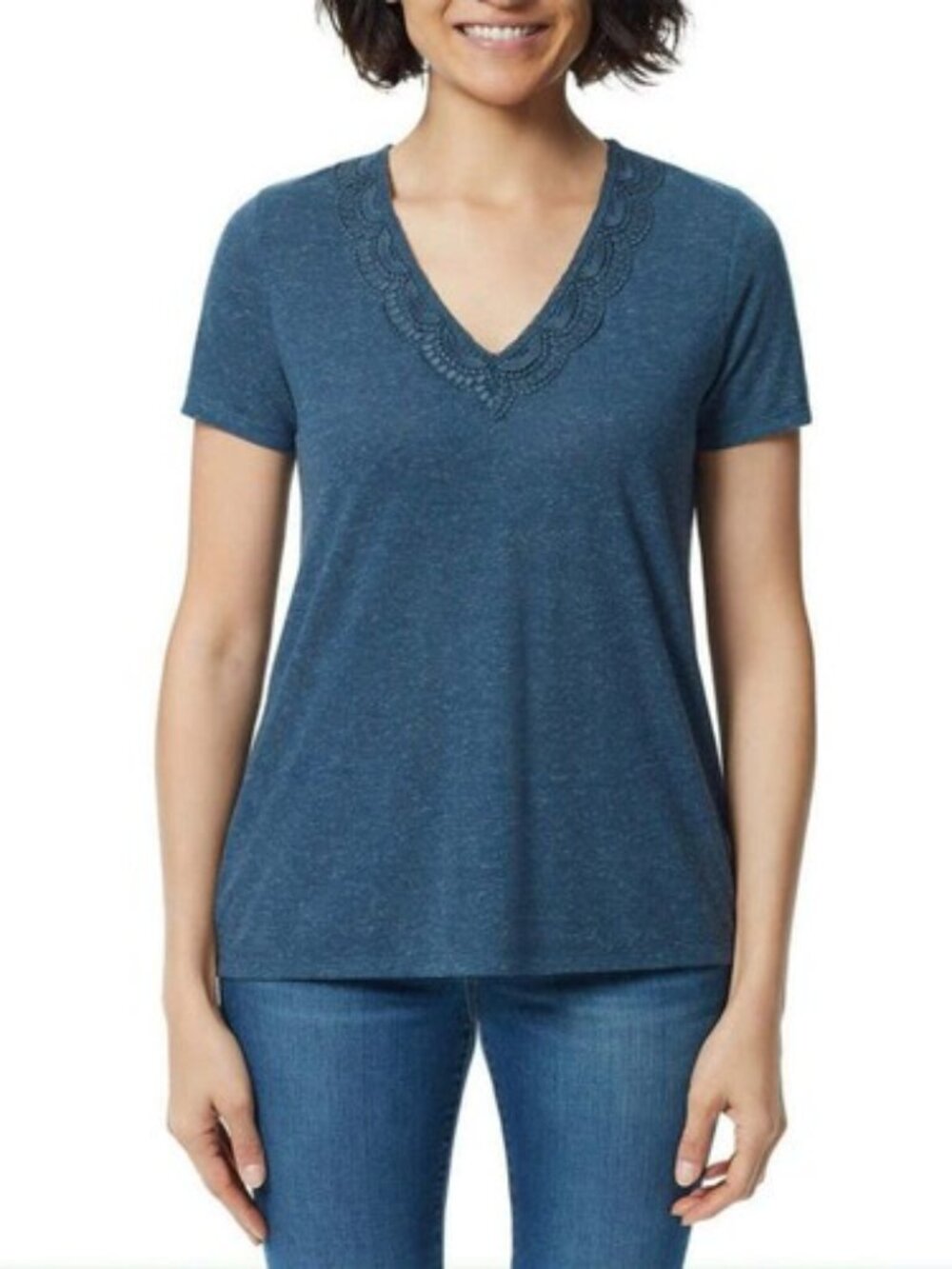 Ella Moss Womens V-Neck Lace Top